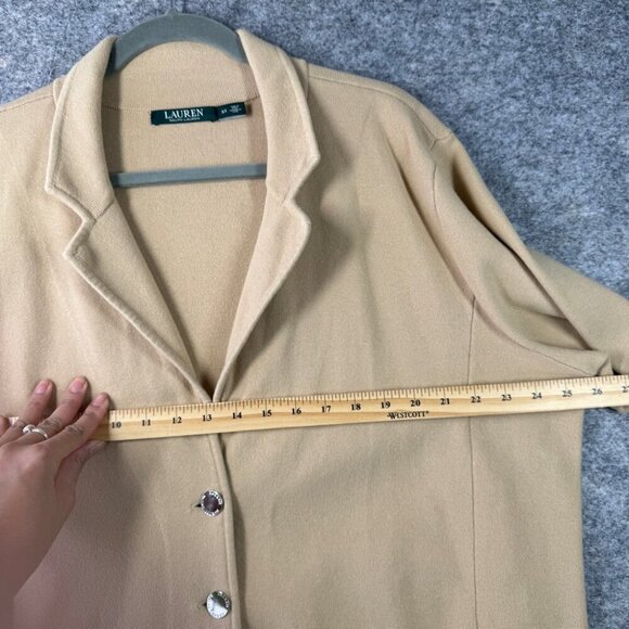 Lauren Ralph Lauren Tan Lagenlook Cotton Lightweight Knit Womens Blazer Size 3X - Picture 4 of 16